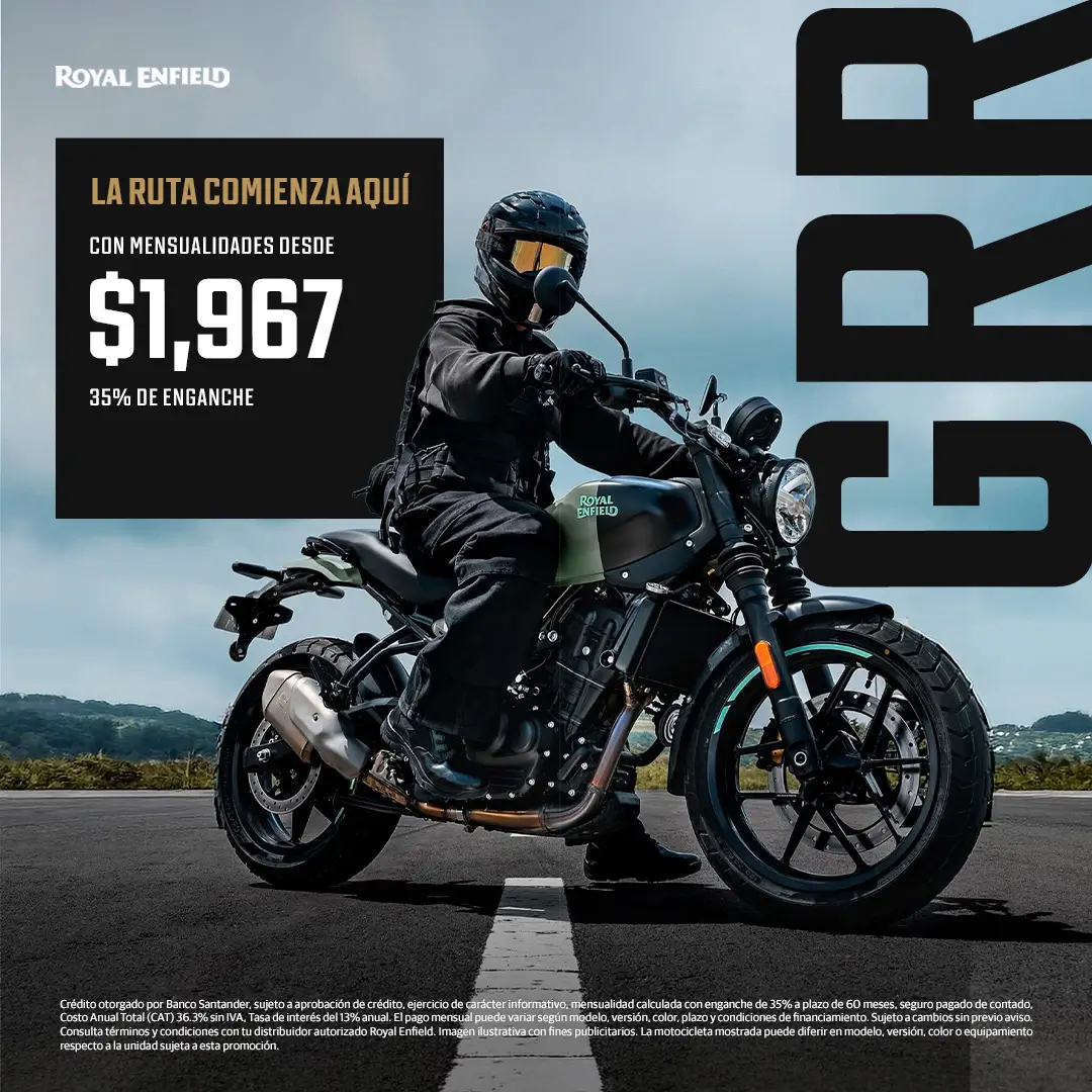 Royal Enfield GRR 450 edición México en fondo urbano